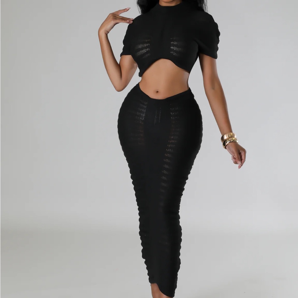 Black Top & Skirt Set